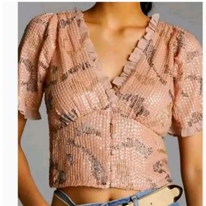 Anthropologie Forever That Girl Sequin Top Size Small